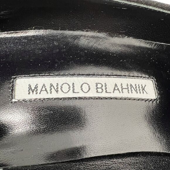 Manolo Blahnik BB Houndstooth Wool Pumps 39.5 Black White Heels - Picture 6 of 9